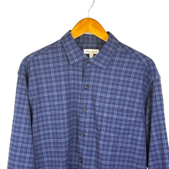 PETER MILLAR Men’s Long sleeve Blue Plaid Button Down Collared Shirt Sz L - Picture 2 of 12